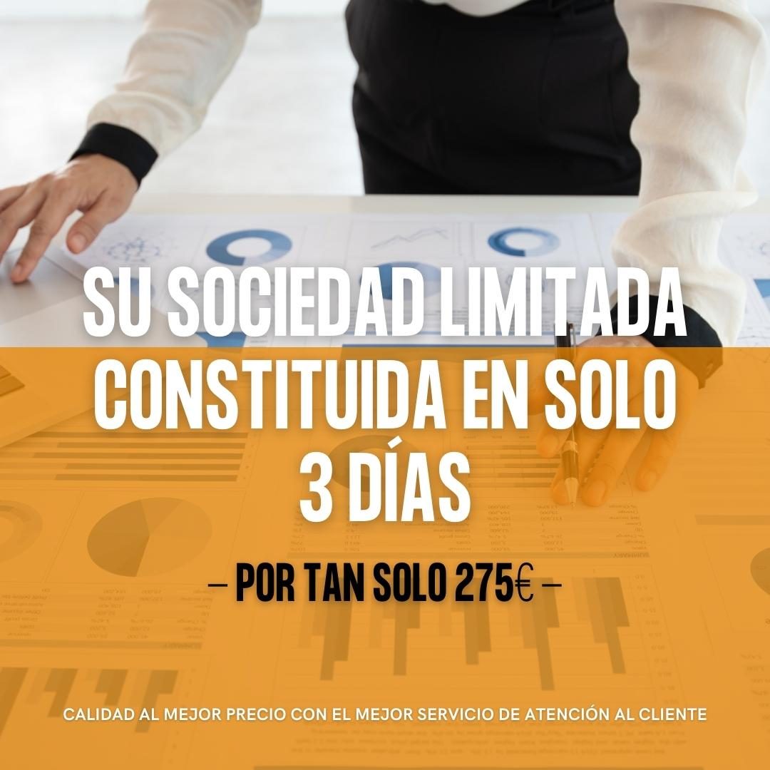 CONSTITUCIÓN DE SOCIEDAD LIMITADA EN 3 DÍAS POR TAN SOLO 275€ - INIZIATUEMPRESA.COM, LÍDERES EN CONSTITUCIÓN DE SOCIEDADES